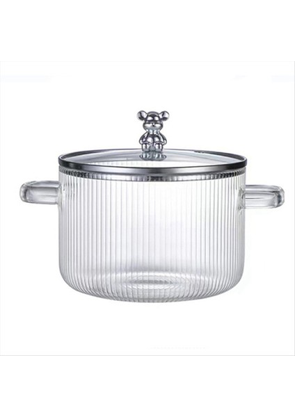 QuirkyQuar Cam Tencere Temiz Pişirme Pot Çorbası Tenceresi Isıtma Çift Kulplar Cam Tencereli Kapak Gümüş (Yurt Dışından)