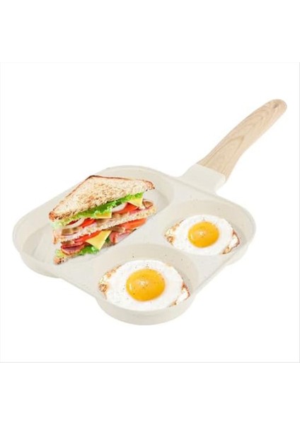 QuirkyQuar Yumurta Kızartma Tavası 3 Inç 1 Yumurta Tava Tavası Yapışmaz Omlet Tava Ahşap Saplı Mutfak Kahvaltı Yumurta Pişirme Tava A (Yurt Dışından)