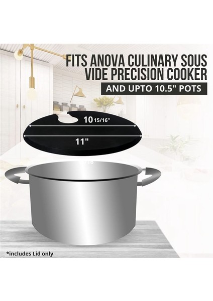 QuirkyQuar 1pcs Silikon Kapaklar - 10.5 Inç Stok Kaplarına Uyuyor - Anova Mutabak Sous Vide Hassas Ocaklar Için Uyumludur Siyah (Yurt Dışından) fırsatları