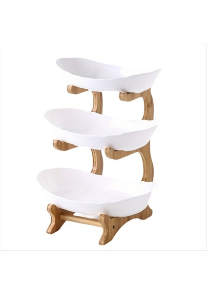 QuirkyQuar Meyve Tabağı, Oturma Odası Mutfak Atıştırmalık Tabağı, Modern Kuru Meyve Tabağı Standı Kek Standı, Meyve Sepeti Beyaz Üç Katman (Yurt Dışından)