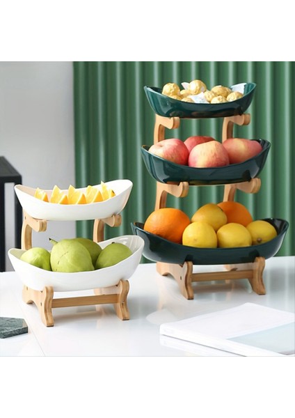 QuirkyQuar Meyve Tabağı, Oturma Odası Mutfak Atıştırmalık Tabağı, Modern Kuru Meyve Tabağı Standı Kek Standı, Meyve Sepeti Beyaz Üç Katman (Yurt Dışından) indirimleri