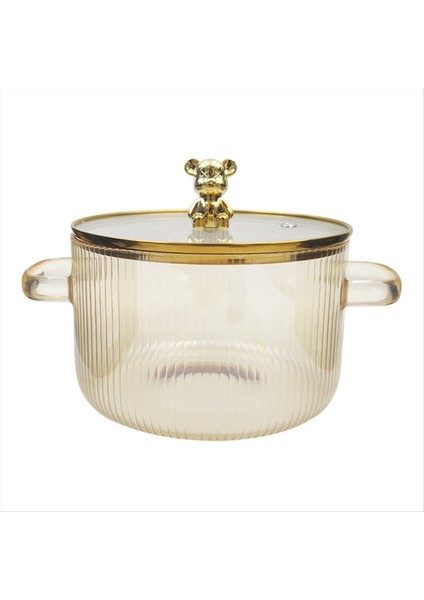 QuirkyQuar Cam Tencere Temiz Pişirme Pot Çorbası Tenceresi Isıtma Çift Kulplar Cam Tenceresi Kapak Altın (Yurt Dışından)