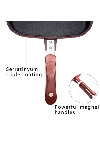 QuirkyQuar Kare Çift Taraflı Kızartma Tavası, Mutfak Yapışmaz Pişirme Gözleme Tavası Omlet Tepsileri, Iç/açık Kamp Sandviç 32CM (Yurt Dışından) fiyatları