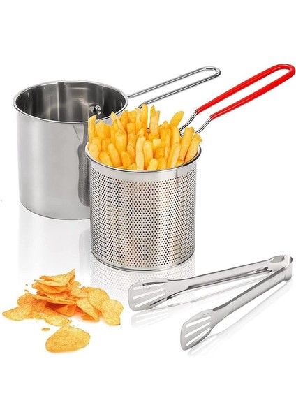 QuirkyQuar Süzgeç Sepeti ile Derin Kızartma Tenceresi Tongess Paslanmaz Çelik Japon Tempura Kızartma Fries Tavuk Için Tavuk (Yurt Dışından) fiyatları