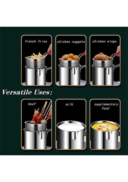 QuirkyQuar Süzgeç Sepeti ile Derin Kızartma Tenceresi Tongess Paslanmaz Çelik Japon Tempura Kızartma Fries Tavuk Için Tavuk (Yurt Dışından) modelleri