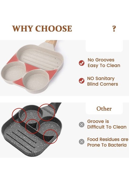 QuirkyQuar Yumurta Tavası Yapışmaz, Yumurta Kızartma Tava, 3-1 Arada Kahvaltı Izgara Tavası, Yumurta Tavası, Sağlıklı Tencere Yumurta Pişirme Tavası (Yurt Dışından) indirimleri