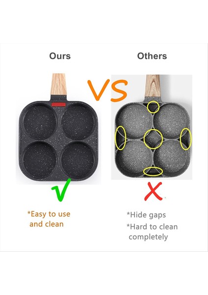 QuirkyQuar 4 Su Bardağı Yumurta Tavası Yapışmaz ve Sağlıklı Granit Yumurta Kızartma Tava Çok Yönlü Kahvaltı Tavası Yumurta Krepleri Plett Krep-B (Yurt Dışından) fiyatları