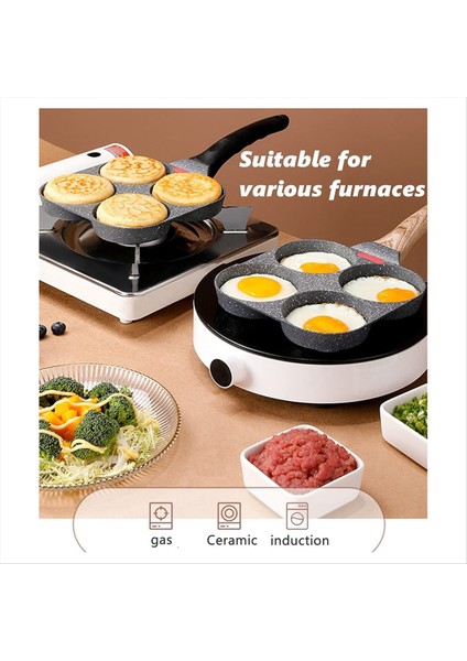 QuirkyQuar 4 Su Bardağı Yumurta Tavası Yapışmaz ve Sağlıklı Granit Yumurta Kızartma Tava Çok Yönlü Kahvaltı Tavası Yumurta Krepleri Plett Krep-B (Yurt Dışından) fırsatları