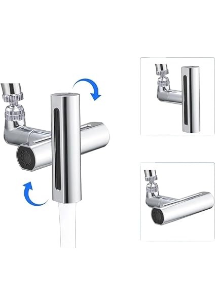 Ayarlanabilir Mutfak Armatür Musluk Başlığı, 4 Farklı Modlu Su Tasarruflu Fonksiyonel Musluk Batarya Başlığı, Şelale Mutfak Bataryası, Şelale Modlu, Sıçramaya Dayanıklı Mutfak Lavabo (Gri) indirimleri