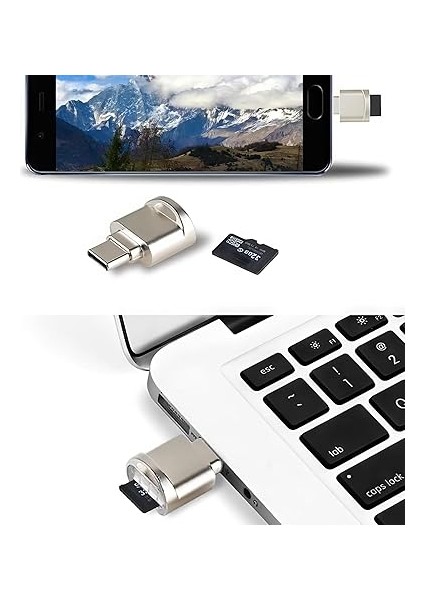 & Lightning Micro Sd Kart Okuyucu – Dönüştürücülü Otg Kart Okuyucu,tf Hafıza Kartı Okuyucu, Macbook, Samsung, Laptop, Android Uyumlu Metal Mini Kart Okuyucu | Evınto (Type-C) fırsatları