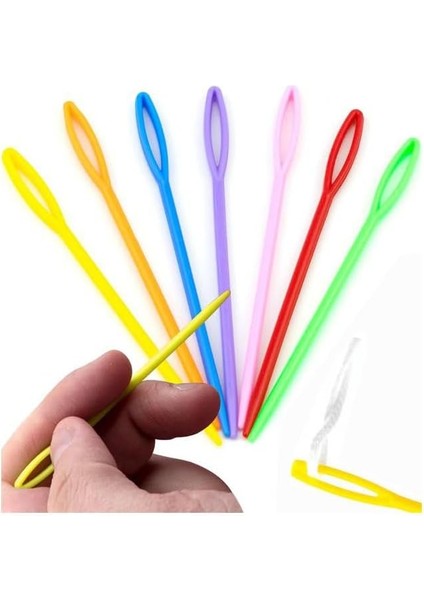 Renkli Plastik Yün Iğnesi 9 cm 30 Adet Plastik Dikiş Iğnesi Plastik Örgü Dikme Iplik Iğne Dokuma Iğnesi
