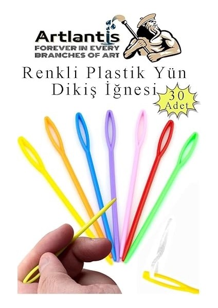 Renkli Plastik Yün Iğnesi 9 cm 30 Adet Plastik Dikiş Iğnesi Plastik Örgü Dikme Iplik Iğne Dokuma Iğnesi fiyatları