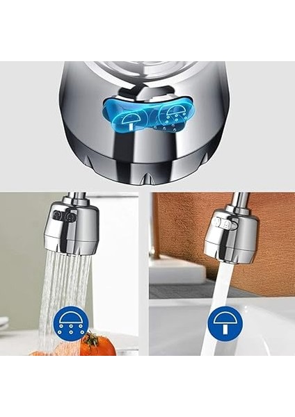 Fonksiyonlu Mutfak Lavabo Başlığı, 360 Derece Dönen, Tasarruflu, Musluk Başlığı, Krom, modelleri