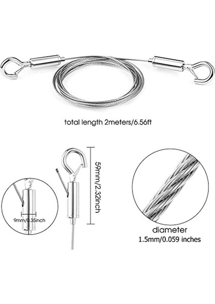 QuirkyQuar Ayarlanabilir Resim Asma Tel 2 Pcs Ayna Çerçeve Kiti 2m X1.5mm Ağır Hizmetli Paslanmaz Çelik Tel Halat (Yurt Dışından) indirimleri