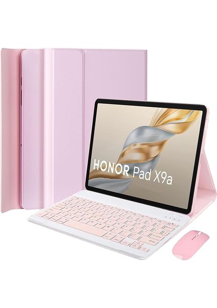 Kılıfı For Honor Pad X9A / Pad X9 Pro 11,5 Inç 2025 Tablet, Manyetik Çıkarılabilir Kablosuz Bluetooth Klavye, Fareli Ultra Ince Kılıf (Pembe)