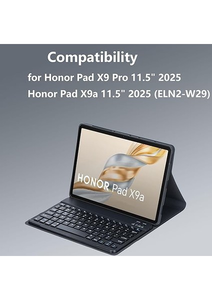 Kılıfı For Honor Pad X9A / Pad X9 Pro 11,5 Inç 2025 Tablet, Manyetik Çıkarılabilir Kablosuz Bluetooth Klavye, Fareli Ultra Ince Kılıf (Pembe) fiyatları