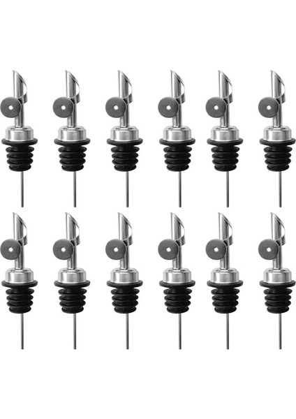 QuirkyQuar 12 Adet Paslanmaz Çelik Likör Şişe Dökücüler, Otomatik Flip Zeytinyağı Spou Alkol Yaklaşık 3/4 Inç Şişe Ağız Gümüş (Yurt Dışından)