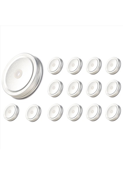 QuirkyQuar 15 Paket Paslanmaz Çelik Normal Ağız Gümüş Kavanoz Kapakları Kavanozla Uyumlu Saman Deliği ile (Yurt Dışından)