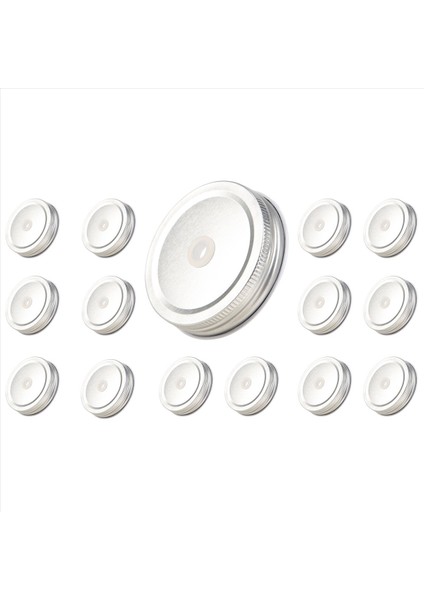 QuirkyQuar 15 Paket Paslanmaz Çelik Normal Ağız Gümüş Kavanoz Kapakları Kavanozla Uyumlu Saman Deliği ile (Yurt Dışından) fiyatları