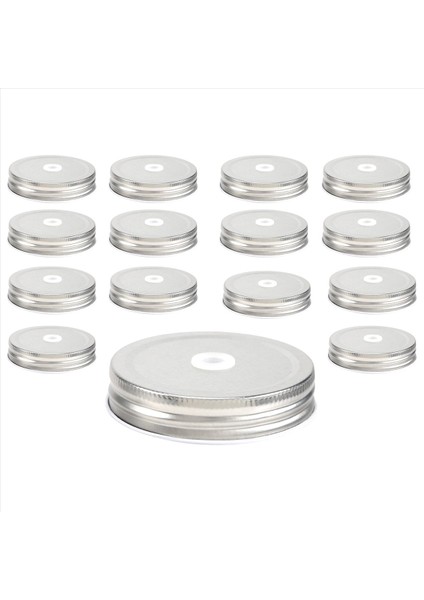 QuirkyQuar 15 Paket Paslanmaz Çelik Normal Ağız Gümüş Kavanoz Kapakları Kavanozla Uyumlu Saman Deliği ile (Yurt Dışından) modelleri