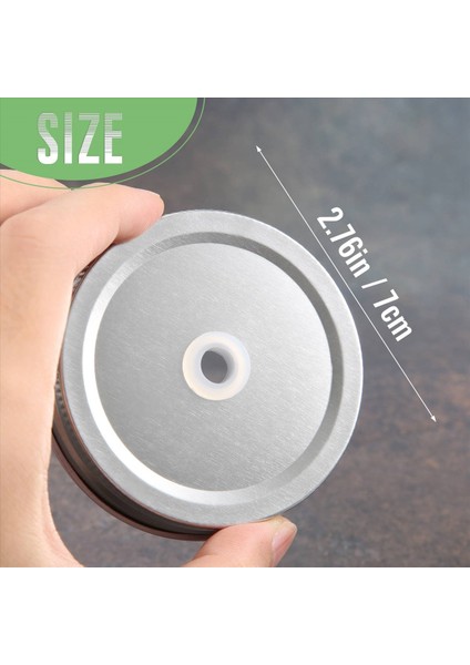 QuirkyQuar 15 Paket Paslanmaz Çelik Normal Ağız Gümüş Kavanoz Kapakları Kavanozla Uyumlu Saman Deliği ile (Yurt Dışından) fırsatları