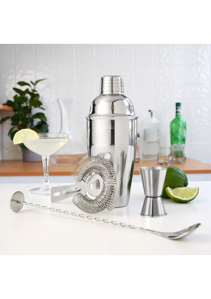 QuirkyQuar 5 Parçalı Kokteyl Çalkalayıcı Seti Çalkalayıcı Süzgeç Jigger T-Karışım Kaşık Çamurlu Barmen Kiti Paslanmaz Çelik Çubuk Seti (Yurt Dışından) fiyatları