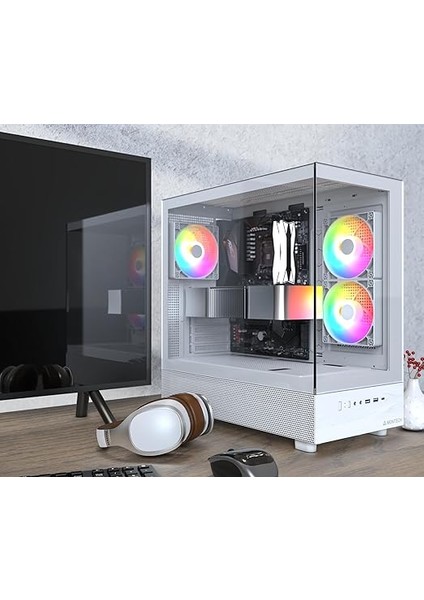 Xr, Atx Mid-Tower Pc Oyun Kasası, 3 x 120MM Argb Pwm Fanlar Önceden Yüklenmiş, Tam Görünüm Çift Temperli Cam Panel, Ahşap Tahıl Tasarım G/ç Arabirimi, 4090 Gpu'yu Destekleyin, 360MM Radyatör fiyatları