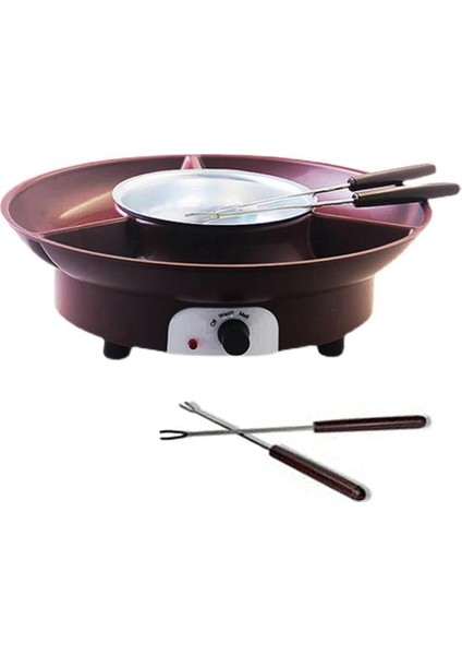 QuirkyQuar Fondu Tenceresi Seti, 4 Çatallı Elektrikli Çikolata Fondu Maker, Peynir Eritme Fondu Makine Kiti, Sıcaklık Ctrol.eu Fiş (Yurt Dışından)