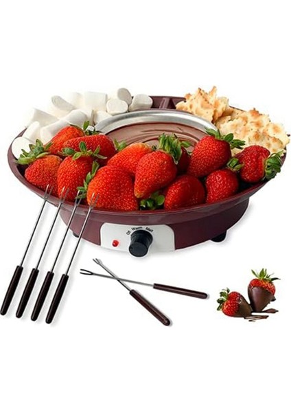 QuirkyQuar Fondu Tenceresi Seti, 4 Çatallı Elektrikli Çikolata Fondu Maker, Peynir Eritme Fondu Makine Kiti, Sıcaklık Ctrol.eu Fiş (Yurt Dışından) modelleri