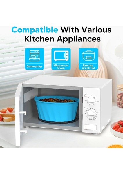 QuirkyQuar Yavaş Ocak Astarları, 6 Litre Yavaş Ocak Astarı, Yeniden Kullanılabilir Silikon Yavaş Pişirici Astar, Astarlar Güveç Tencereleri (Mavi) Için Uygun (Yurt Dışından) modelleri