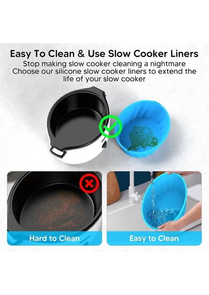 QuirkyQuar Yavaş Ocak Astarları, 6 Litre Yavaş Ocak Astarı, Yeniden Kullanılabilir Silikon Yavaş Pişirici Astar, Astarlar Güveç Tencereleri (Mavi) Için Uygun (Yurt Dışından) fırsatları