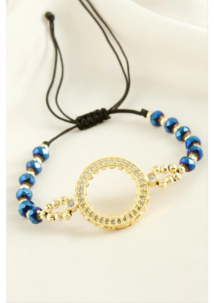 Çeyrek Altın Koyulabilir Kristal Taşlı Bileklik