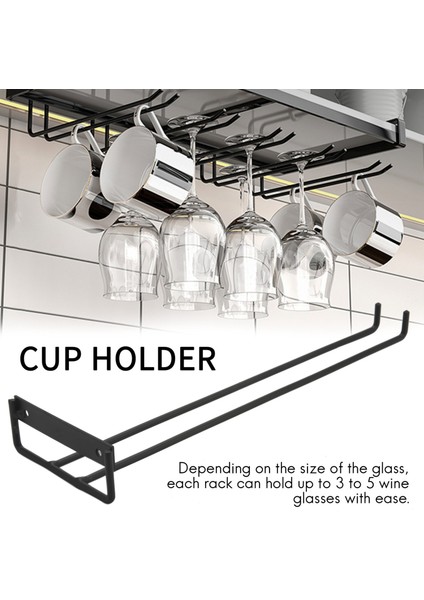 QuirkyQuar 5 Pcs Stemware Şare Cam Sağlayıcı Rafı, Duvara Monte Mutfak Depolama Rafı, Siyah, 11 Inç / 30 cm (Yurt Dışından) modelleri