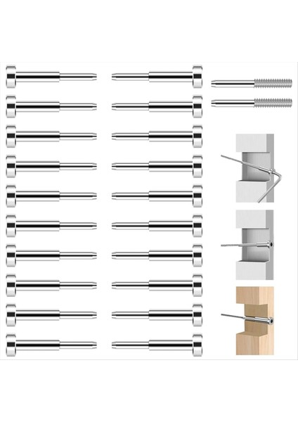 QuirkyQuar 20 Pack Görünmez Kablo Korkuluk Kiti, SST316SWAGE Gerginliği ve Kablo Korkulukları Için Gizli Terminal, Ahşap/seviye/merdiven Direği Için (Yurt Dışından)