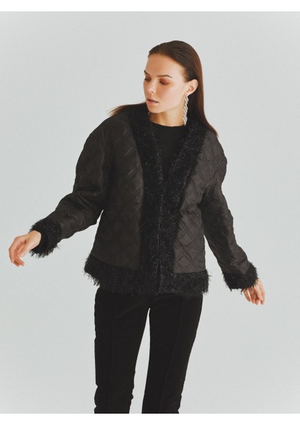 Püskül Detaylı Kapitone Kadın Ceket Siyah K2016019_001 fiyatları