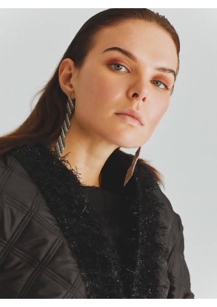 Püskül Detaylı Kapitone Kadın Ceket Siyah K2016019_001 modelleri