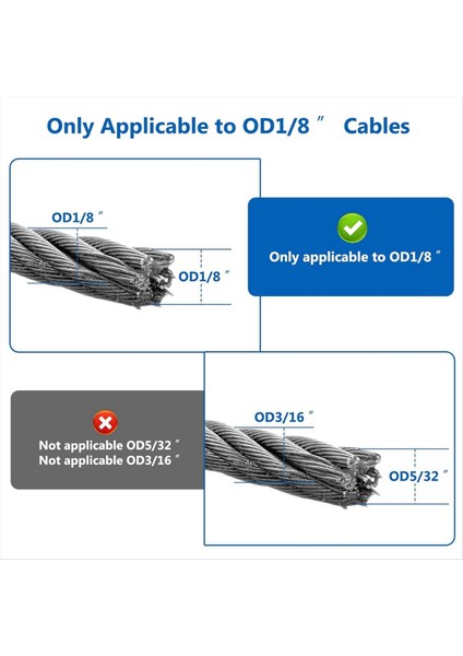 QuirkyQuar Paslanmaz Çelik Koruyucu Kılıf Kablosu Korkuluk Donanım Montaj Donanımı 3/16INCH Tel Halat Kablo Pissiyesi T316 (Yurt Dışından) fırsatları