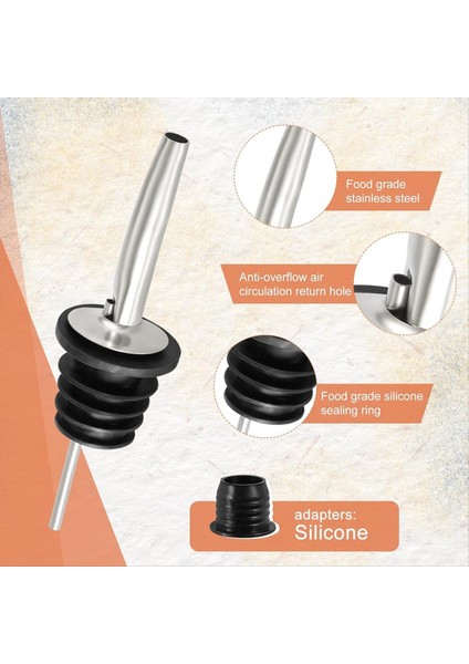 QuirkyQuar 12 Adet Likör Dökme ve Adaptörler, Alkol Hızı Için Şişe Dökücüler Paslanmaz Çelik Zeytinyağı Spout Likör Pourers (Yurt Dışından) modelleri