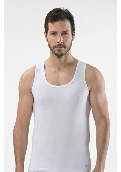 121X6 Erkek 6'lı Penye Süprem Askılı Atlet-Beyaz