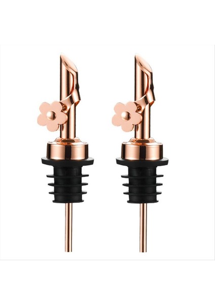 QuirkyQuar 2 Paket Paslanmaz Çelik Yağ Dökme Tabakaları, Yedek Şişe Dökücüler Yağlı Spout Likör Dökücüler Otomatik Flip Özelliği Gül Altın (Yurt Dışından)