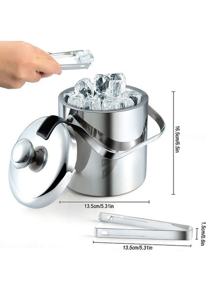 QuirkyQuar Kapaklı Buz Kovası, Kapaklı Çift Duvarlı Buz Kovası, Paslanmaz Çelik, 1.3 Litre Yalıtımlı Buz Kovası (Yurt Dışından) fiyatları