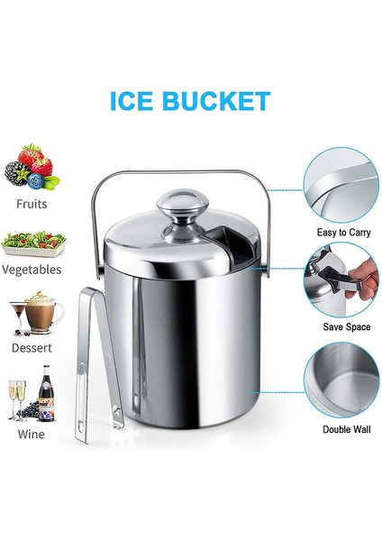 QuirkyQuar Kapaklı Buz Kovası, Kapaklı Çift Duvarlı Buz Kovası, Paslanmaz Çelik, 1.3 Litre Yalıtımlı Buz Kovası (Yurt Dışından) modelleri