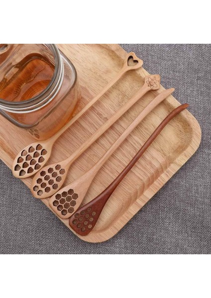 QuirkyQuar 4pcs Ahşap Bal Kepçesi Kaşık Bal Kepçe Çubukları Ahşap Bal Çubuğu Bal Kepçe Kaşık Kahve Kaşık (Yurt Dışından) indirimleri