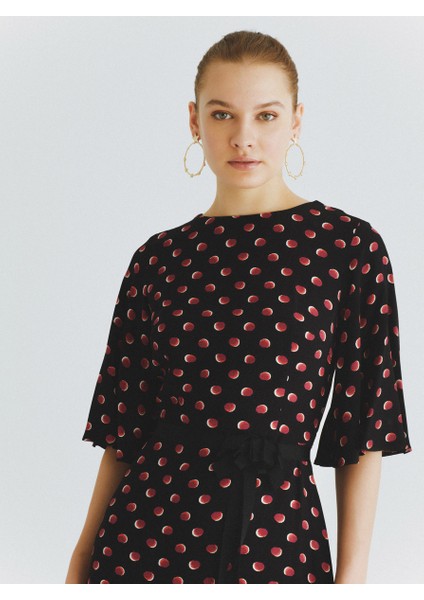 Kuşaklı Puantiyeli Günlük Elbise Standart Renk K2011076_089 modelleri