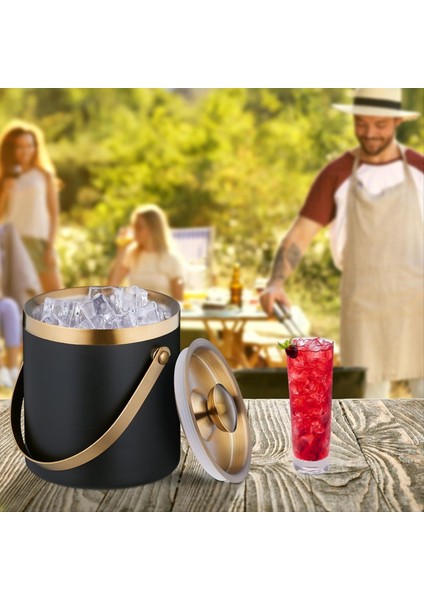 QuirkyQuar Buz Kovası, Paslanmaz Çelik, Çift Duvarlı, Kapaklı Buz Kovası, 2 L, Buz Küpü Kovası Siyah ve Altın (Yurt Dışından) fiyatları