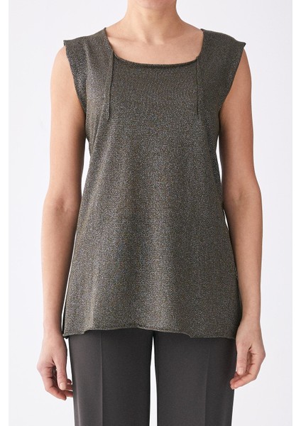 Sırt Detaylı Kolsuz Triko Haki Y1971067_023