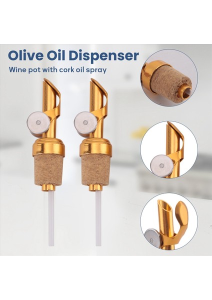 QuirkyQuar 2 Paket Altın Zeytinyağı Çıkışı ile Cork Yağı Spout Likör Dökümcileri Zeytinyağı ve Sirke Tıpa Mutfak Için (Yurt Dışından) fırsatları