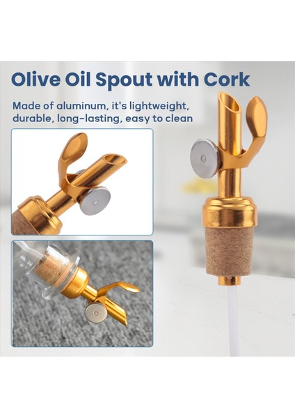 QuirkyQuar 2 Paket Altın Zeytinyağı Çıkışı ile Cork Yağı Spout Likör Dökümcileri Zeytinyağı ve Sirke Tıpa Mutfak Için (Yurt Dışından) indirimleri