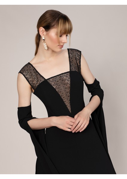 Kol Ve Dantel Detaylı Nişan Elbisesi Siyah K1911318_001 modelleri