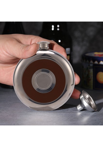 QuirkyQuar Yuvarlak Paslanmaz Çelik Cep Şişesi Birikimli Cam 5 Oz Kalça Şişesi Aynası Cilalı Mini Alkol Şişeleri Kahverengi (Yurt Dışından) modelleri